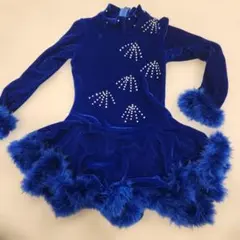 フィギュアスケート衣装 青 ベルベット