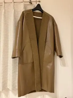 リバーシブルロングコート ブラウン