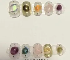 多色オーバル型ネイルチップ 10個セット xs