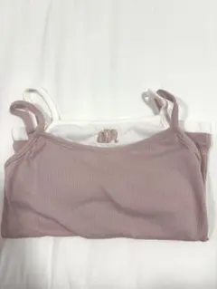 リブ編みピンクキャミソール カップ付きMサイズ　grl