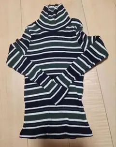 グローバルワーク タートルネック 長袖リブニット ストライプ 140センチ