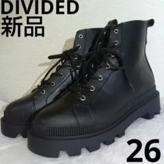 新品　DIVIDED ディヴァイデッド 厚底ブーツ レースアップ ブラックのサムネイル