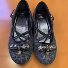 ANNA SUI mini シューズ　22センチ リボン　ビジュー付き