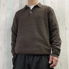 ドッカーズ　ニットポロシャツ　ダークブラウン 　ハーフボタン