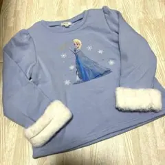 【着用1回】エルサ プリント 裏起毛トレーナー ライトブルー