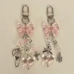 ビーズキーホルダー白