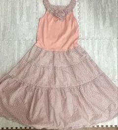 BABY PINK HOUSE チェック柄ワンピース LLサイズ125〜135㎝