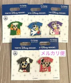 【ディズニー】サングラスTシャツ柄ピンバッジ コンプリートセット