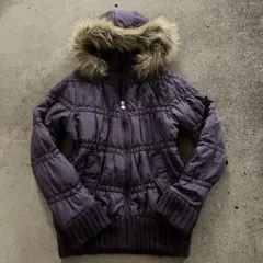 コンバース　ダウンジャケット　紫　ファー　y2k 平成ギャル　短丈