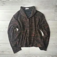 vintage モード スタンドカラージャケット 短丈 ミックスカラー