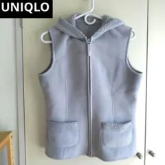 UNIQLO　フード付きフリースボアベスト　グレー　XL