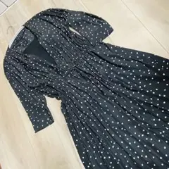 JEANASIS （ジーナシス）黒ドット 長袖 カシュクール ワンピース 羽織り