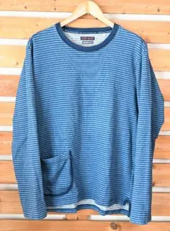 美品【ブルーブルー】ストライプ長袖カットソー3（L）