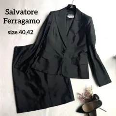 美品⭐︎Salvatore Ferragamo 裏シルク100 黒 スカートスーツのサムネイル
