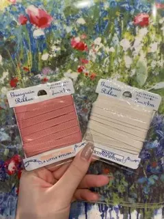 2色セット　リボン ピンク ホワイト 7mm x 4m 結婚式　ヘアアクセ