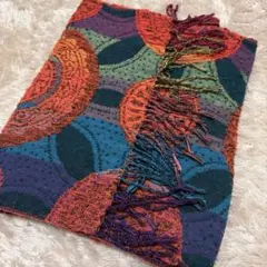 多色 円形模様 ストール 膝掛け マフラー