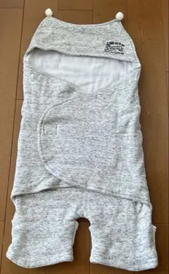 24時間以内発送 おくるみ グレー マジックテープ 帽子