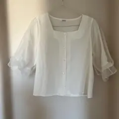 ホワイト シースルーブラウス 半袖