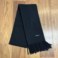 COMME CA ISM ブラック　マフラー フリンジ付き　黒