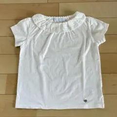 タルティーヌエショコラ　フリル襟 半袖シャツ　ホワイト　140
