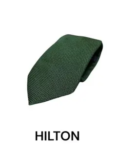 【美品】 HILTON ヒルトン ソリッド ネクタイ グリーン 無地 シルク