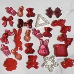 赤系　レッド　ちゅるちゅる　ネイルパーツセット❤️