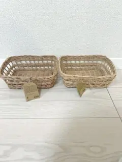 3coins ラタンスクエアカゴ　収納 2つ　ラタン　スリコ　Sサイズのサムネイル
