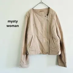 ミスティーウーマン　ベージュ カジュアルジャケット　ノーカラー　フリーサイズ