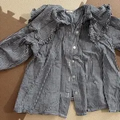 RIO ギンガムチェック フリルシャツ　ブラウス