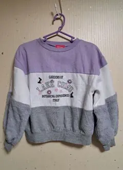 LOVE RABI ボタニカルプリント&袖にファーのトレーナー (サイズ140)