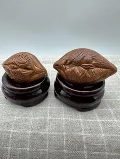 ☆天然☆ 伝統的な文玩核桃（ぶんがんくるみ）の逸品、王勇の手球ペア 37mm ☆天然☆ 伝統的な文玩核桃（ぶんがんくるみ）の逸品、四棱の手球ペア