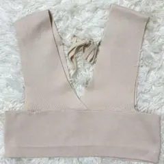 イング ニットビスチェ レイヤード Vネック アイボリー M ベスト　重ね着