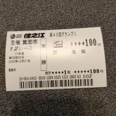 第40回グランプリ12レース　賞金王決定戦 単勝券　　関　浩哉選手