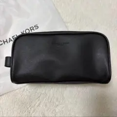 【新品未使用】MICHAEL KORSブラック レザー ポーチ トラベル バッグ