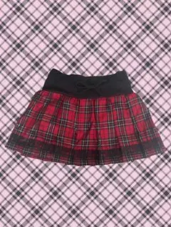 TRALALA 赤チェック柄 プリーツスカート レース 平成ギャル 平成女児のサムネイル