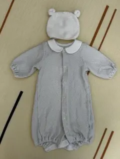 【pupo】2wayドレスとコンビ肌着のベビー服セット＋くま耳の帽子付き