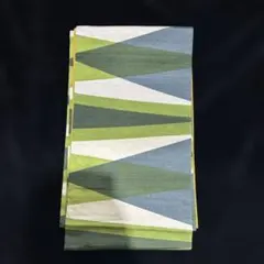 幾何学模様 袋帯 緑 青