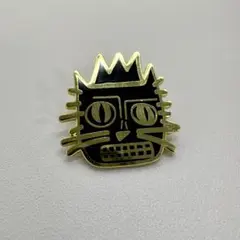 【ピンバッジ】バスキア ★ 王冠 猫 アート
