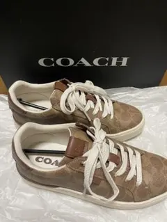 COACH ベージュ スニーカー 箱・保存袋付き - メルカリ