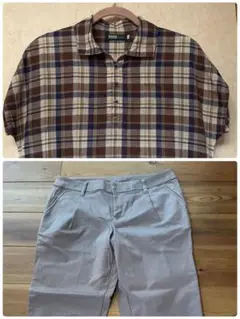クロコダイル茶系チェックチュニック おまけパンツ
