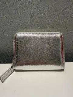 シルバー　お札を折らない　ミニ財布　本革　新品