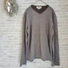 【J.CREW/ジェイクルー】メンズ　長袖　カットソー　ブラウン　S　Vネックのサムネイル