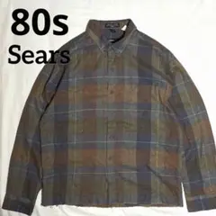 80s Sears カナダ製 BD ネルシャツ 短丈 カットオフ 雰囲気系 古着