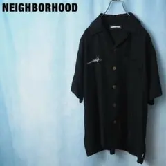 SCHOTT オープンカラーシャツ レーヨン コットン 半袖 無地 黒 XL