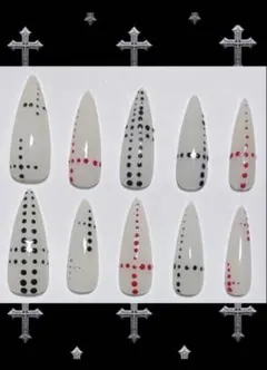 シズニルック ネイルチップ クロム y2k ドット グランジ 韓国 シンプル