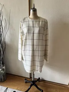 LAGUNAMOON アイボリー チェック柄 ワンピース M