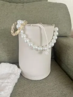 ♡ウィルセレクション♡アイボリー♡ハンドルパールファーショルダーバッグ♡ランダ