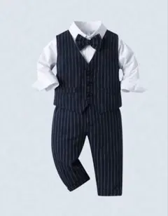 ネイビー ストライプ フォーマルスーツ4点セット