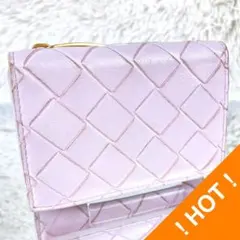 ★レアカラー・極美品★ボッテガヴェネタ コンパクト三つ折り財布 ほんのり桜色