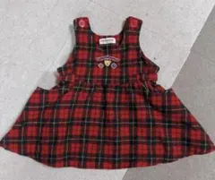 ミキハウス MIKIHOUSE 赤と黒のチェック柄ワンピース